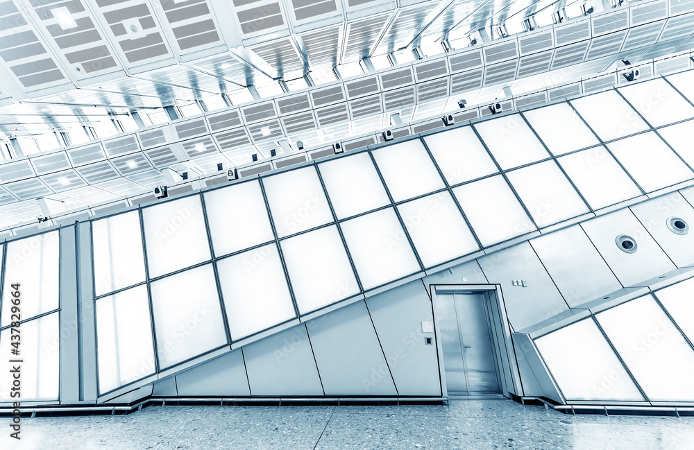 Obraz premium Interior view of modern architecture in black and white