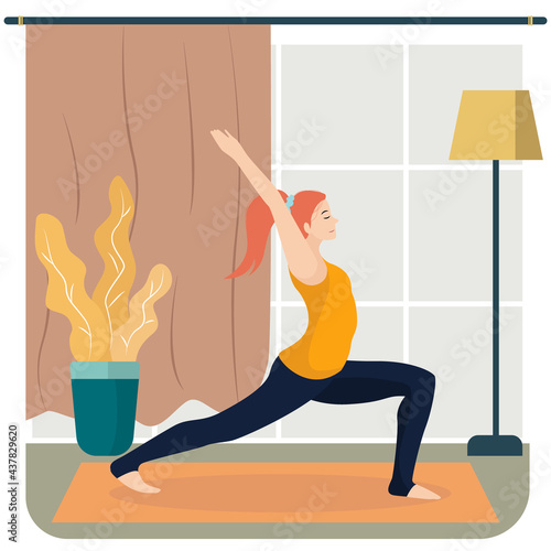 Woman doing fitness, stretching exercise and yoga.