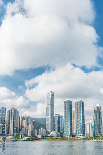 Skyline and harbor of Hong Kong City
