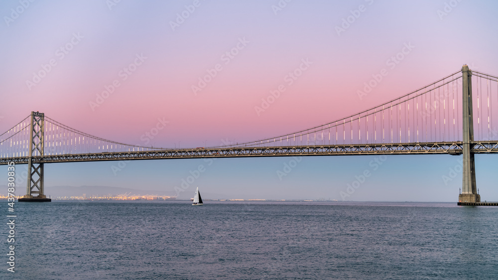 Panoramic view of San Francisco Bay bridge in California, United States Panoramic view of San Francisco Bay bridge in California, United States