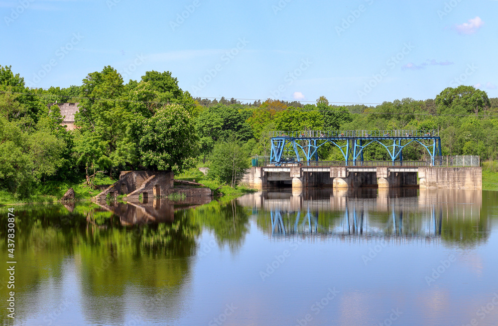A dam and sluices on the Sesupe river in the city of Krasnoznamensk, Kaliningrad Region A dam and sluices on the Sesupe river in the city of Krasnoznamensk, Kaliningrad Region