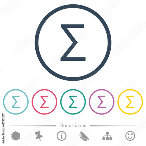 Free Download Sum symbol flat color icons in round outlines - GFXLoad
