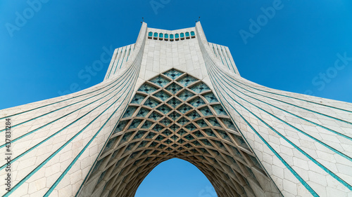 Tehran, Iran - April 2019: Azadi Tower in Azadi square in the Iranian capital Tehran