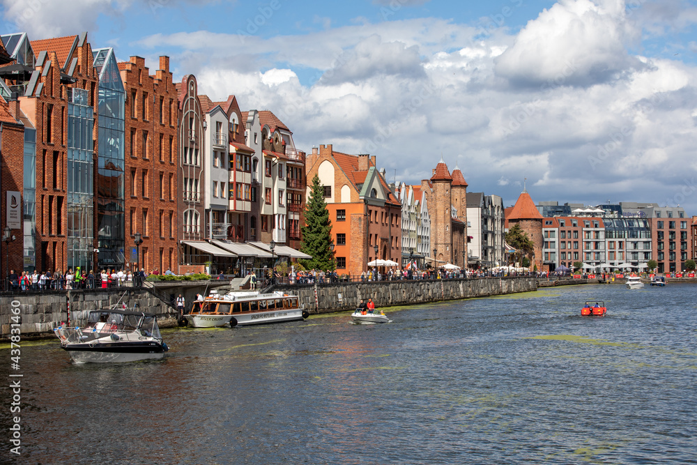 Gdansk, Old Town - historic buildings on the banks of the River Motlawa, Poland
