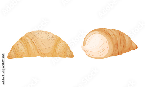 Buns as Sweet, Bread-based Roll Made from Flour and Yeast Vector Set