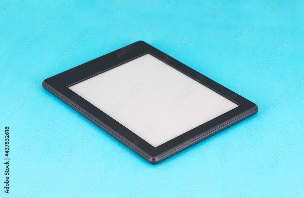 E-reader on blue background E-reader on blue background
