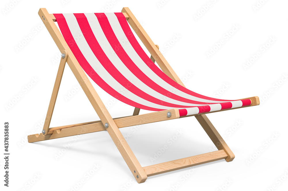 Deckchair with red and white stripe pattern, 3D rendering Deckchair with red and white stripe pattern, 3D rendering