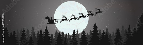 Santa Claus with reindeer fly high