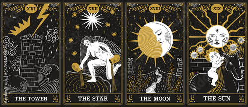 vintage vintage style deck of tarot cards. magical predictions of the future, mysterious characters.