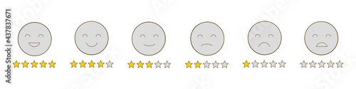 Star rating - collection of rating emotion faces flat style /  satisfaction scale with emoticon faces