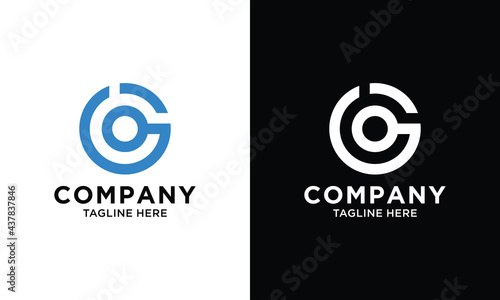 Abstract circle line art logo. letter G tech logo template
