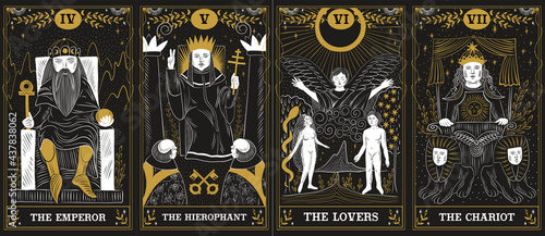 vintage vintage style deck of tarot cards. magical predictions of the future, mysterious characters.