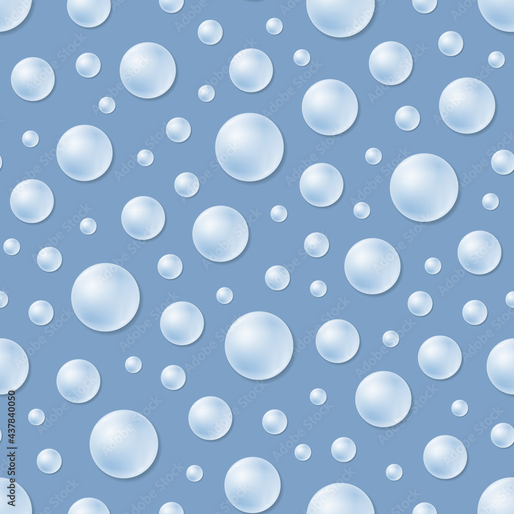 Seamless pattern with pearl beads blue background