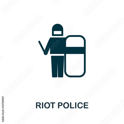 Riot Police icon. Monochrome simple element from civil rights collection. Creative Riot Police icon for web design, templates, infographics and more