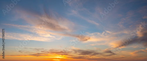 Beautiful sky at sunset, panorama photo