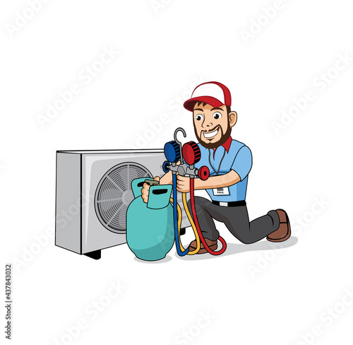 HVAC service cartoon character design illustration vector eps format , suitable for your design needs, logo, illustration, animation, etc.