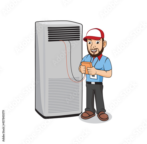 HVAC service cartoon character design illustration vector eps format , suitable for your design needs, logo, illustration, animation, etc.