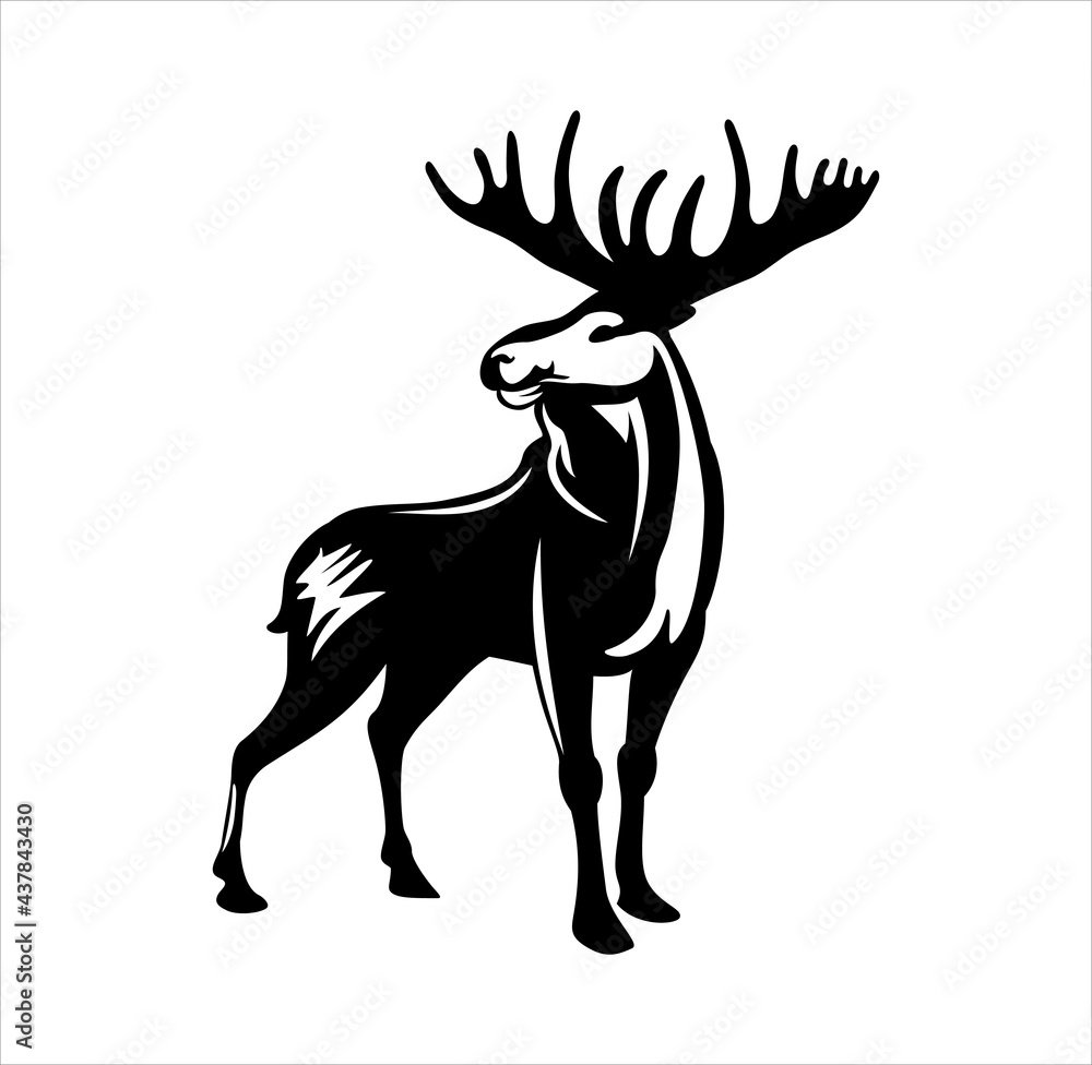 Silhouette moose head design illustration vector eps format , suitable for your design needs, logo, illustration, animation, etc.