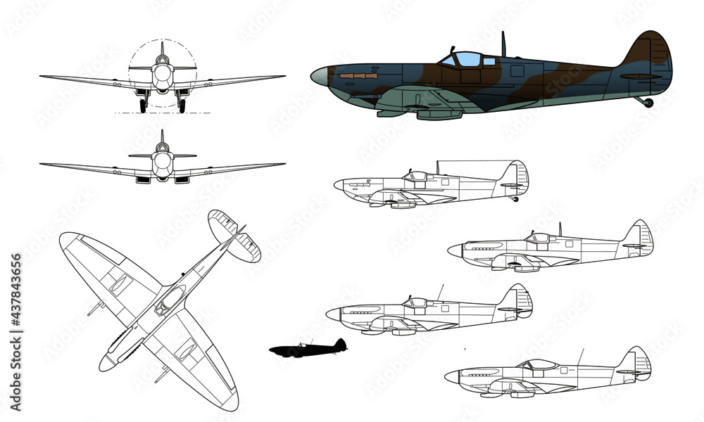 Naklejka Supermarine, Spitfire, WWII fighter aircraft