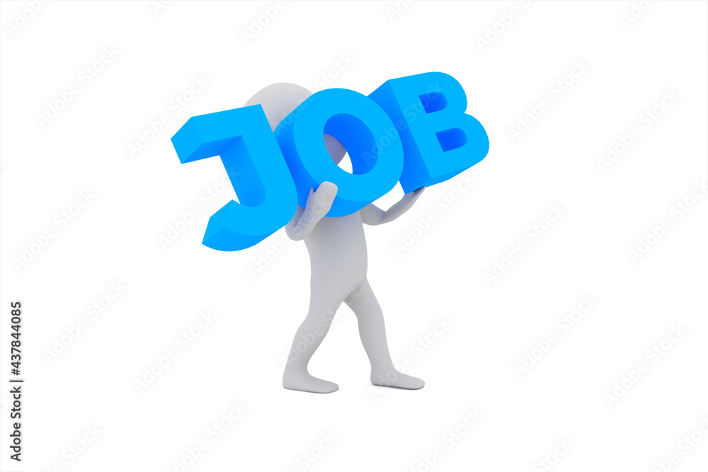 3d person with word Job.