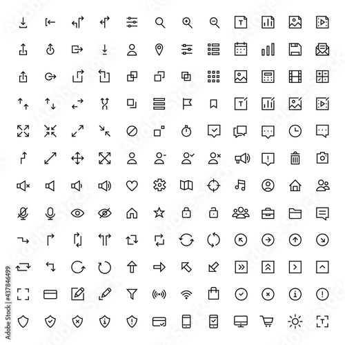 Line basic ui icons. Pixel perfect editable stroke