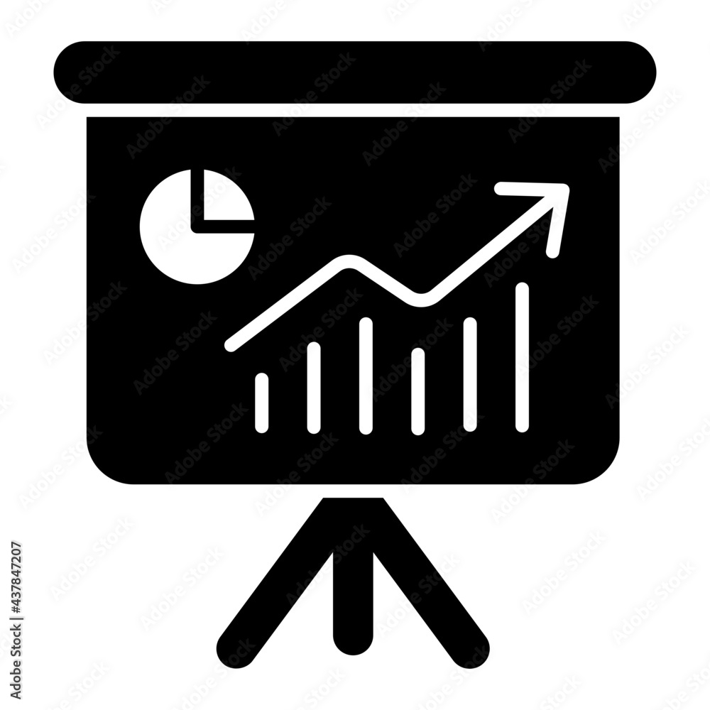 A glyph design, icon of business presentation A glyph design, icon of business presentation