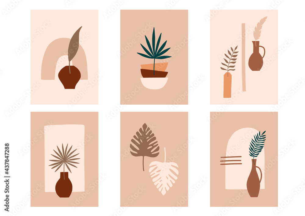 Tropical leaves and vases card set. Be mine hand drawn lettering. Template for, banner, poster, flyer, greeting card, web design, print design. Vector illustration. Tropical leaves and vases card set. Be mine hand drawn lettering. Template for, banner, poster, flyer, greeting card, web design, print design. Vector illustration.