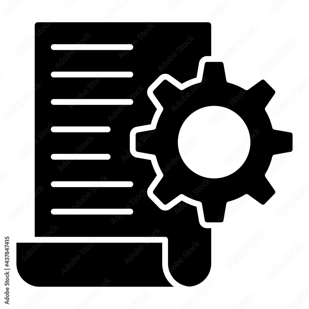 A glyph design, icon of file setting A glyph design, icon of file setting