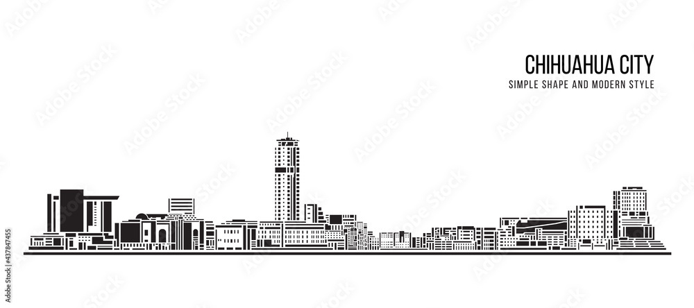 Obraz premium Cityscape Building Abstract Simple shape and modern style art Vector design - Chihuahua city