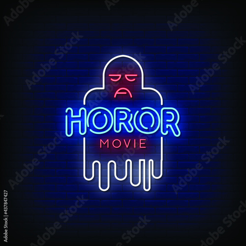 Horor Movie Neon Signs Style Text Vector