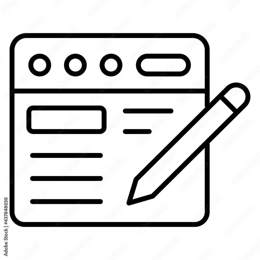 A linear design, icon of online content writing A linear design, icon of online content writing