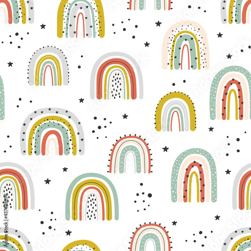 Cute rainbow seamless pattern