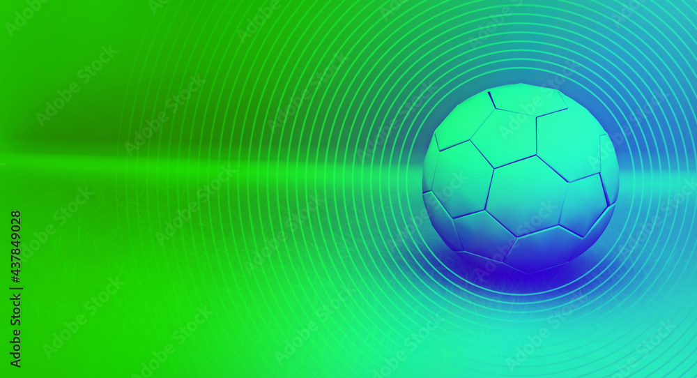 Fototapeta premium Minimal sports, football 3D illustration concept. A vibrant, colorful sports background with copy space