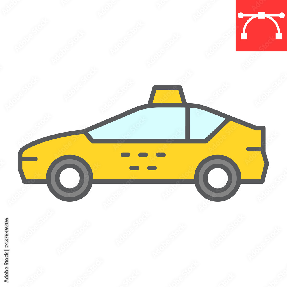 Taxi car color line icon