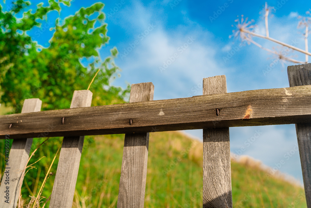 Beautiful rural landscape with wooden fence Beautiful rural landscape with wooden fence