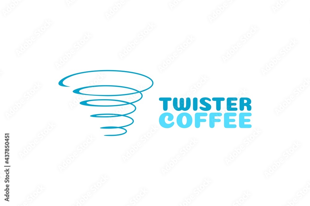 Blue Twister tornado Coffee logo concept design illustration Blue Twister tornado Coffee logo concept design illustration