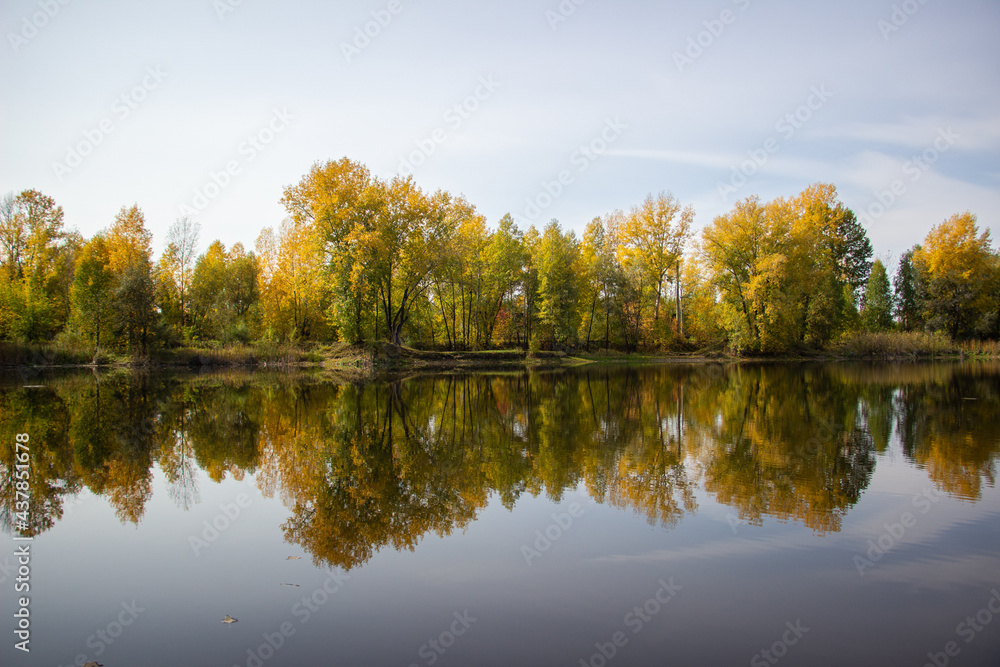 Reflection of autumn in the lake Reflection of autumn in the lake