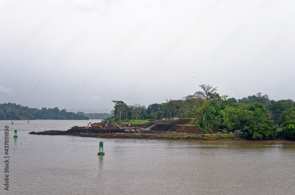 Fototapeta premium Panama - Canal Construction of the new expanded locks on the canal
