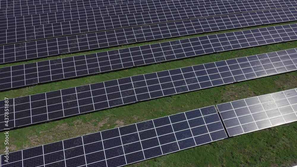 Solar panel produces green, environmentaly friendly energy. Aerial view from drone Solar panel produces green, environmentaly friendly energy. Aerial view from drone