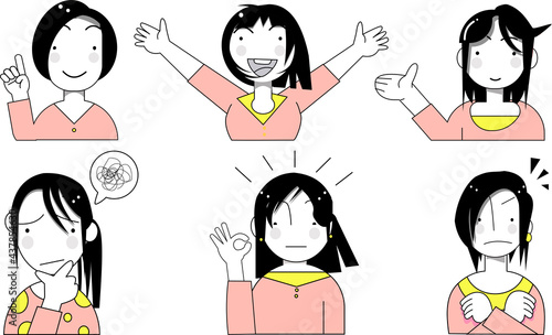 女性6ポーズ 3色イラスト集