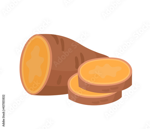 Vector colorful composition of sweet potatoes isolated on white.