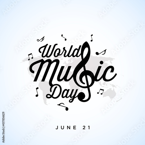 Happy world music day celebration Hand draw typography - Vector