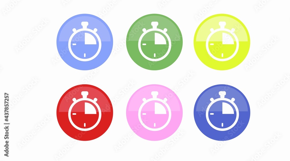 Vector Isolated Illustration of a Clock Set. Black and White Time Icon, Chronometer Icon Set Vector Isolated Illustration of a Clock Set. Black and White Time Icon, Chronometer Icon Set
