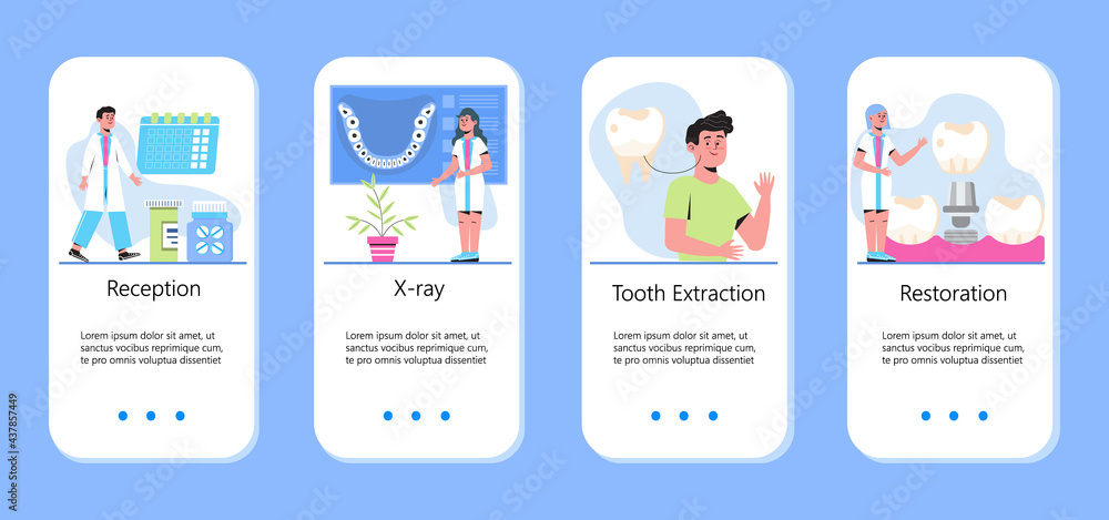 Dentist concept vector for app. Caries, tartar or tooth cyst treatment. Dentist concept vector for app. Caries, tartar or tooth cyst treatment.