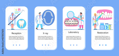Dentist concept vector for app. Caries, tartar or tooth cyst treatment.