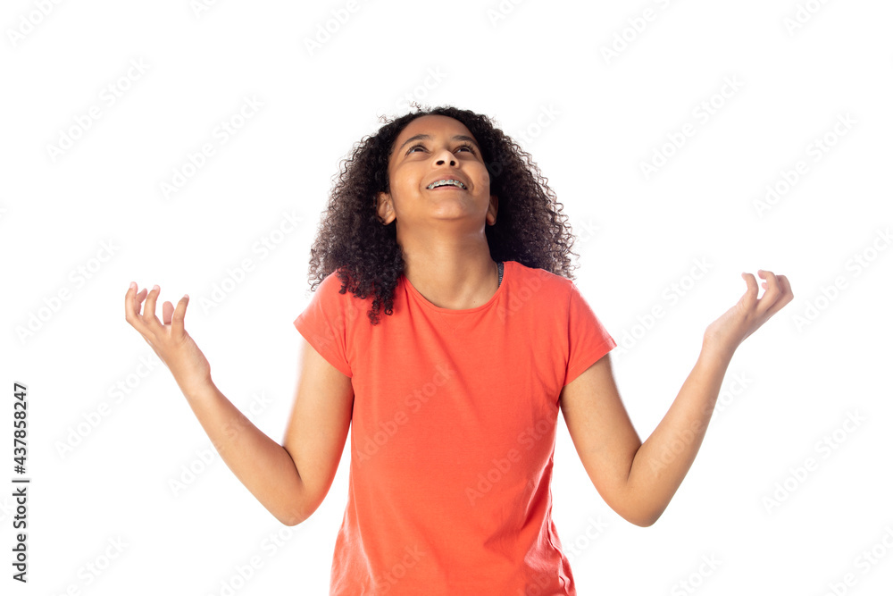 Mixed Race Girl With cute Afro Hair