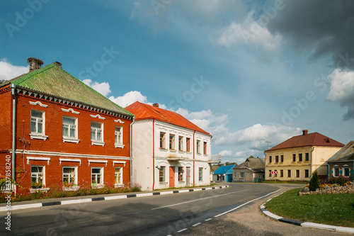Opsa, Braslav District, Vitebsk Region, Belarus. View Of Old Houses On Sovetskaya Street In Agro-town of Opsa © Grigory Bruev