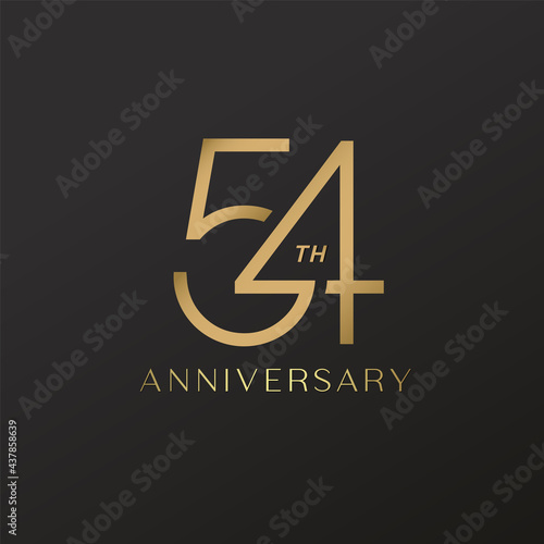 54th anniversary celebration logotype with elegant number shiny gold design photo
