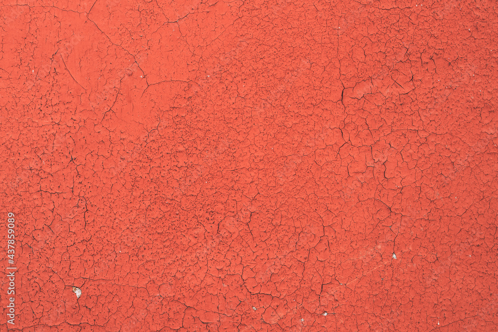Dyed And Cracked Flaked Texture Of Red Paint At Wall Surface Dyed And Cracked Flaked Texture Of Red Paint At Wall Surface