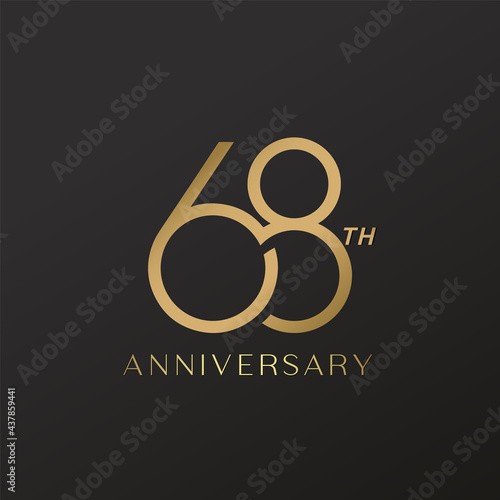 68th anniversary celebration logotype with elegant number shiny gold design photo